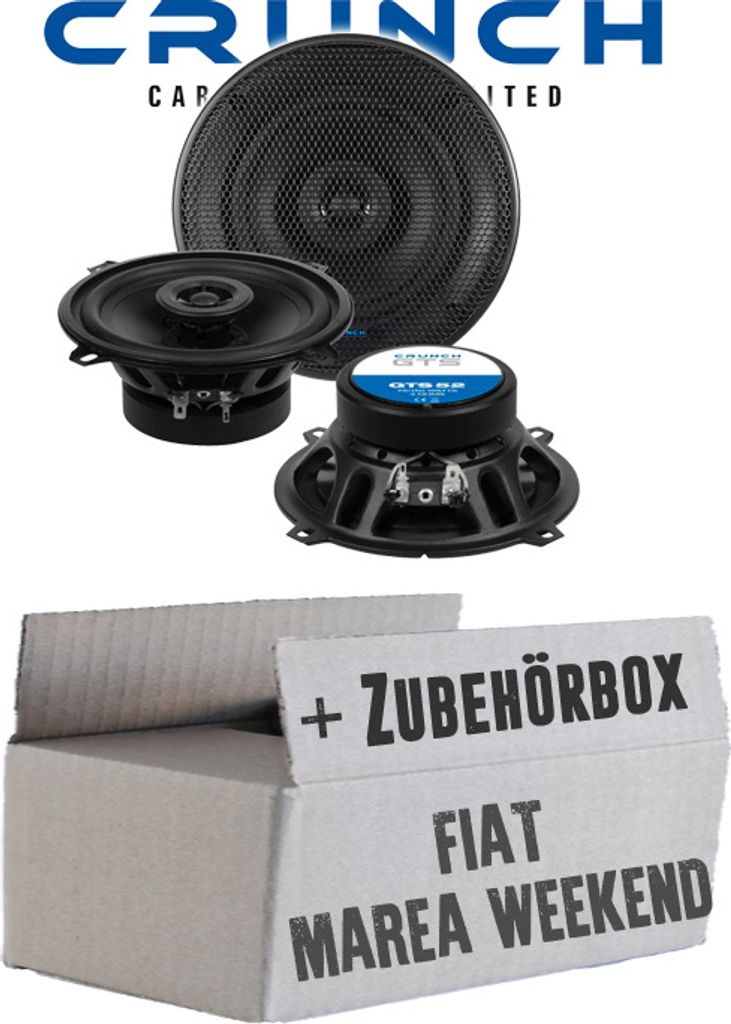 Lautsprecher Boxen Crunch GTS52 - 13cm 2-Wege Koax GTS 52 Auto Einbauzubehör - Einbauset passend für Fiat Marea Weekend - justSOUND