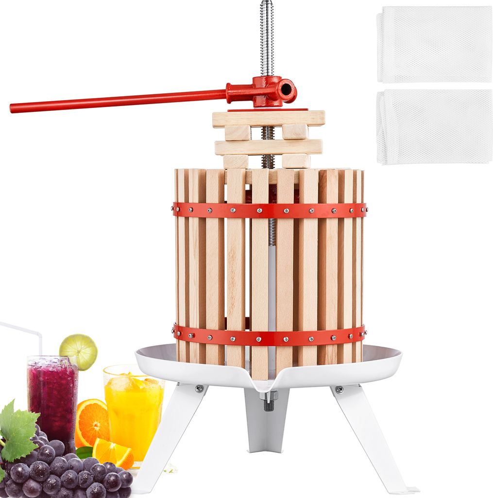 VEVOR Obstpresse Saftpresse Beerenpresse 12 L, Fruchtpresse 25 x 25 cm Zelkova-Holz Manuelle Obstpresse, Apfelpresse Weinpresse Maischepresse Saftp...