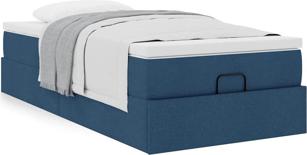 Möbel Glamour Ottoman-Bett mit Matratze Blau 100x200 cm Stoff - Klassische Betten CC3564934