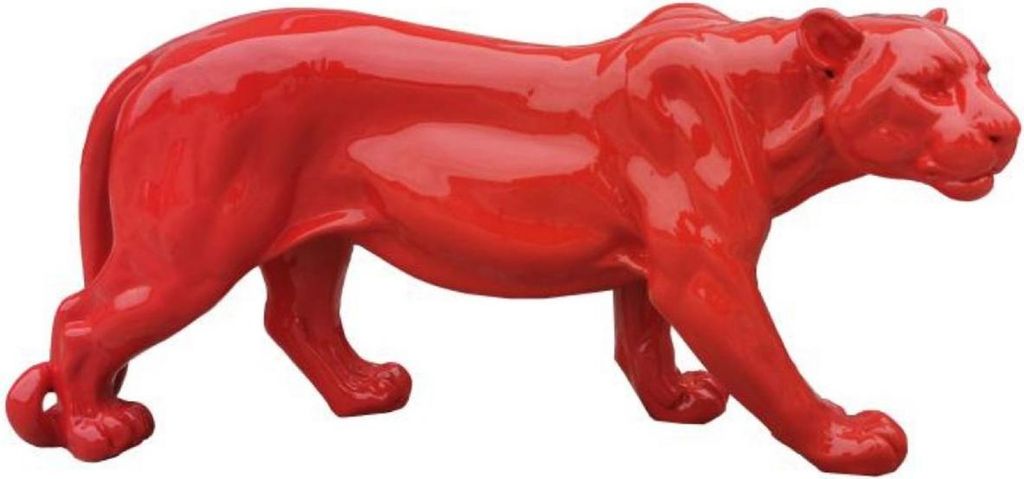 Casa Padrino Luxus Deko Skulptur Panther Rot H. 80 x H. 35 cm - Große Deko Figur - XXL Deko Skulptur - XXL Deko Figur - Wohnzimmer Deko - Garten D...