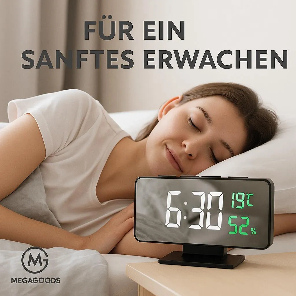 Réveil à projection LED avec température et snooze - Modèle Digital FR