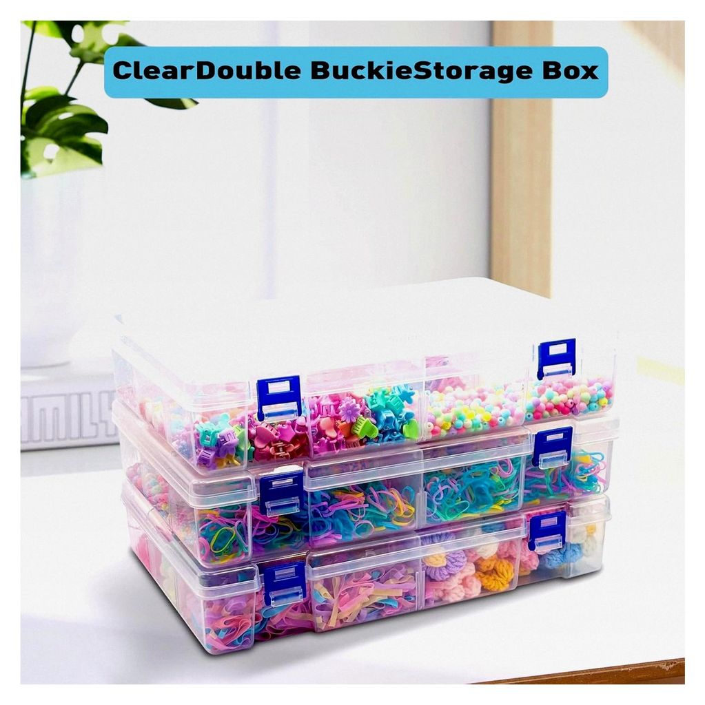 Transparente Aufbewahrungsbox mit 10 Fächern, verstellbaren Trennwänden und doppelter Verriegelung für Schmuck, Perlen und Bastelzubehör
