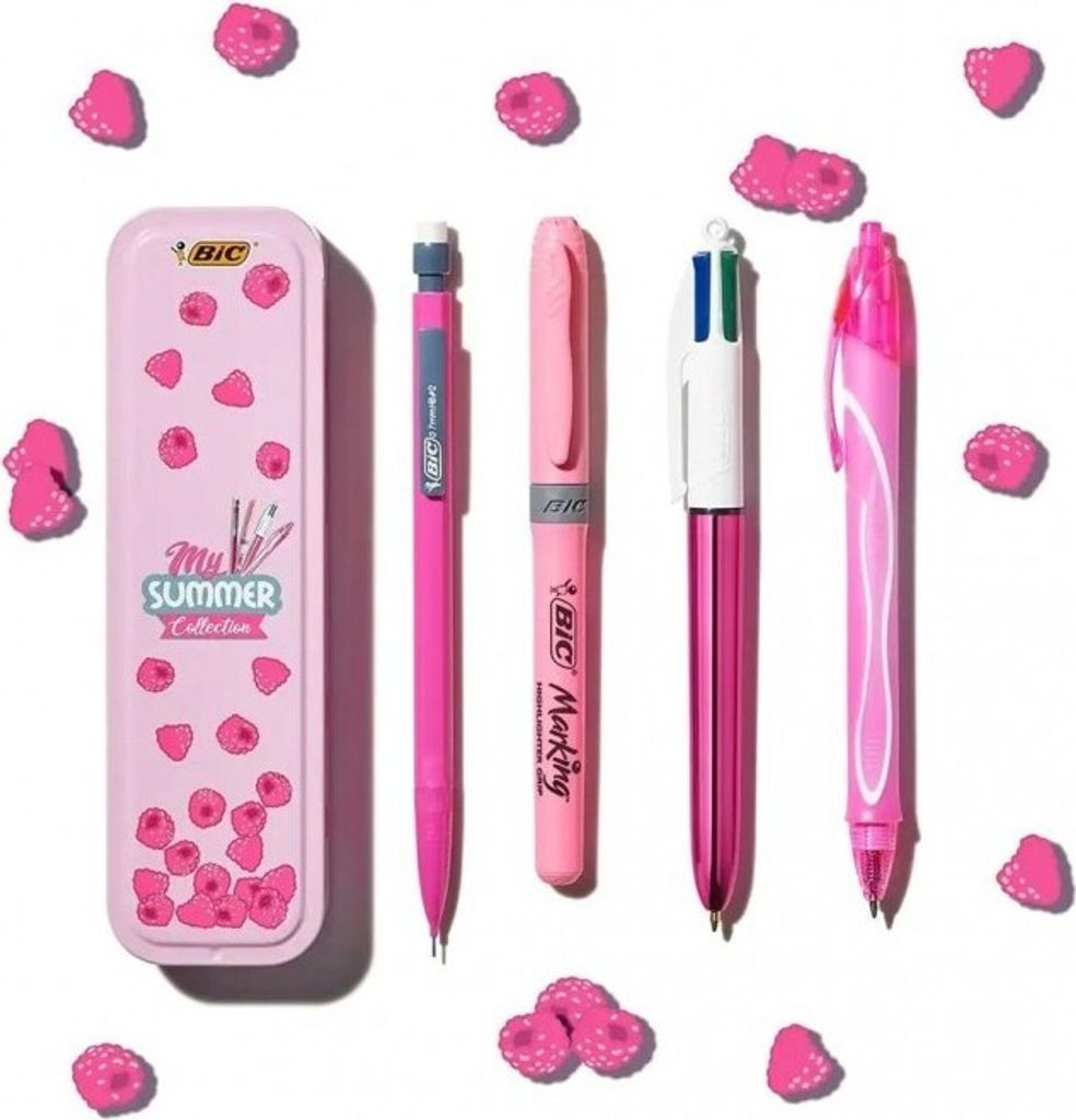 BIC Summer Pink Box, Clip, Clip-on-Einziehkugelschreiber, Nachfüllbar, Schwarz, Blau, Grün, Rot, 5 Stück(e)