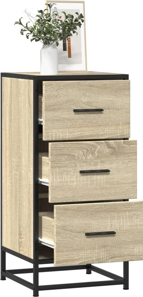 Sideboard Sonoma-Eiche 35,5x35x76 cm Holzwerkstoff und Metall - Beistellschrank modernem Design 95347957