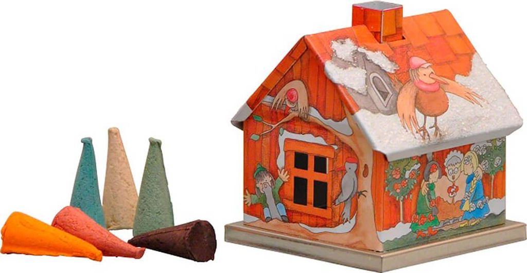 Metall-Räucherhaus Schneeweißchen und Rosenrot (6,5cm) von Knox Räucherkerzen