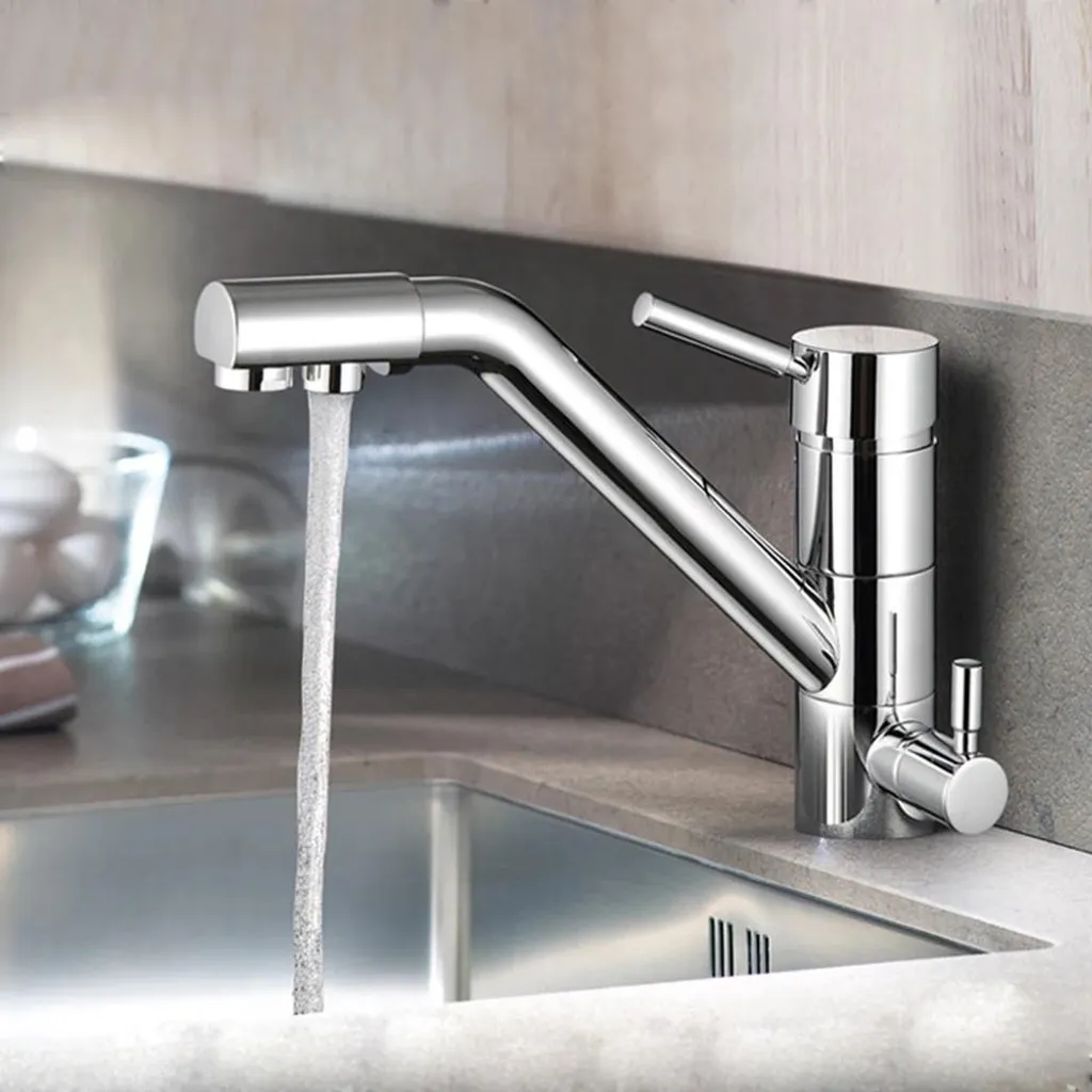 Miscelatore 3 in 1 Cucina Osmosi: Argento Chiaro Monocomando Girevole - 2