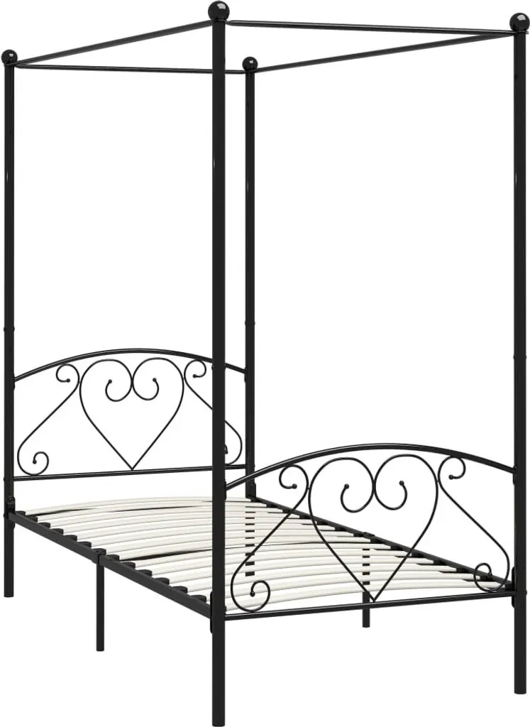 Châssis de lit à baldaquin noir 100x200 métal : solidité et gain de place