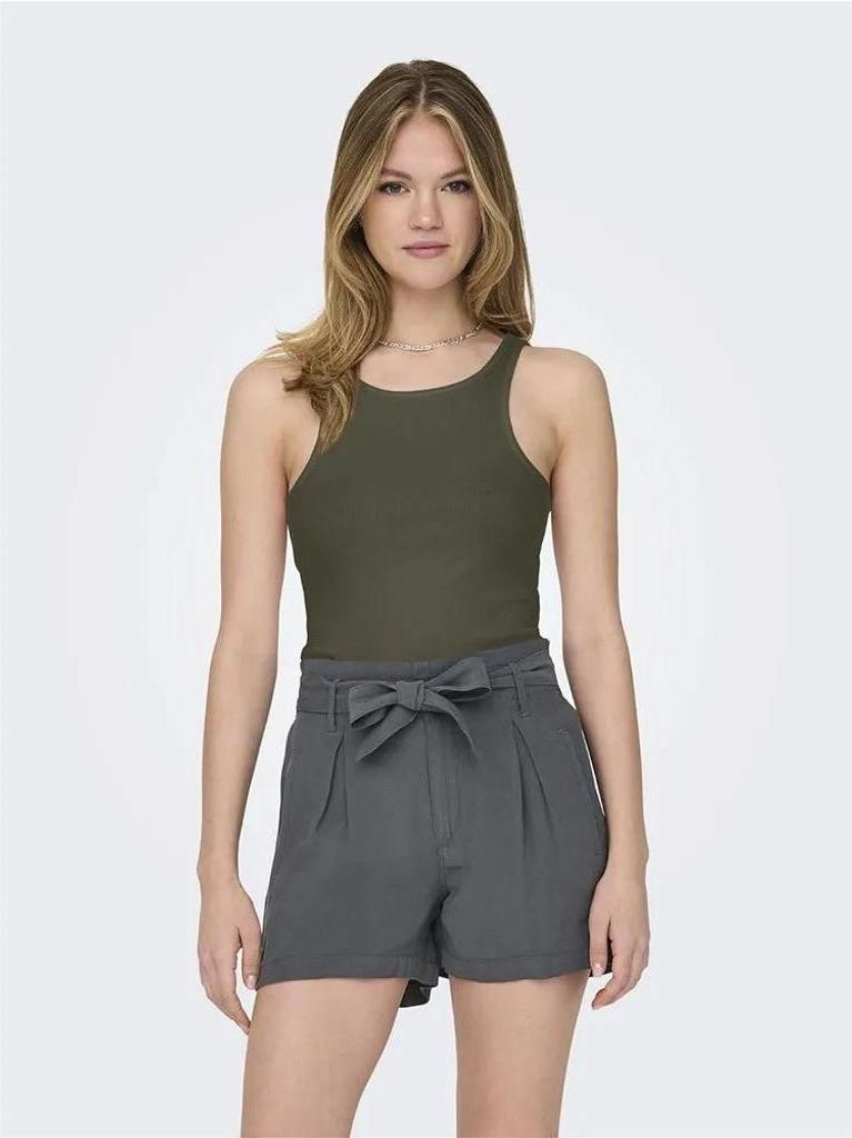 Only Kenya Rib ärmelloses T-shirt Grau M Damen Grau M