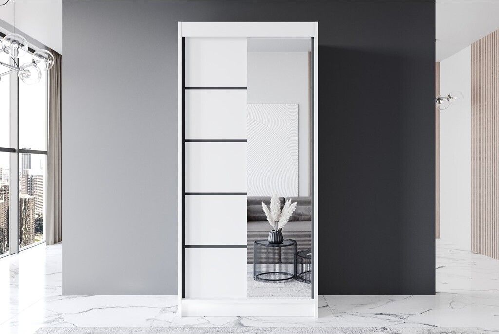 Easy4You P3 100 cm Weiß Schiebetüren Kleiderschrank Produktbild 