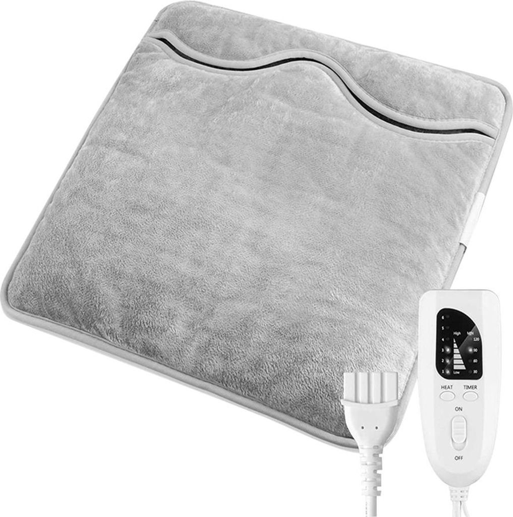 Elektrisches Heizkissen, 6 Temperaturstufen & automatische Abschaltung, weiches Flanell-Heizkissen, für Fußwärmer-GS,Silver Gray-GS 230V
