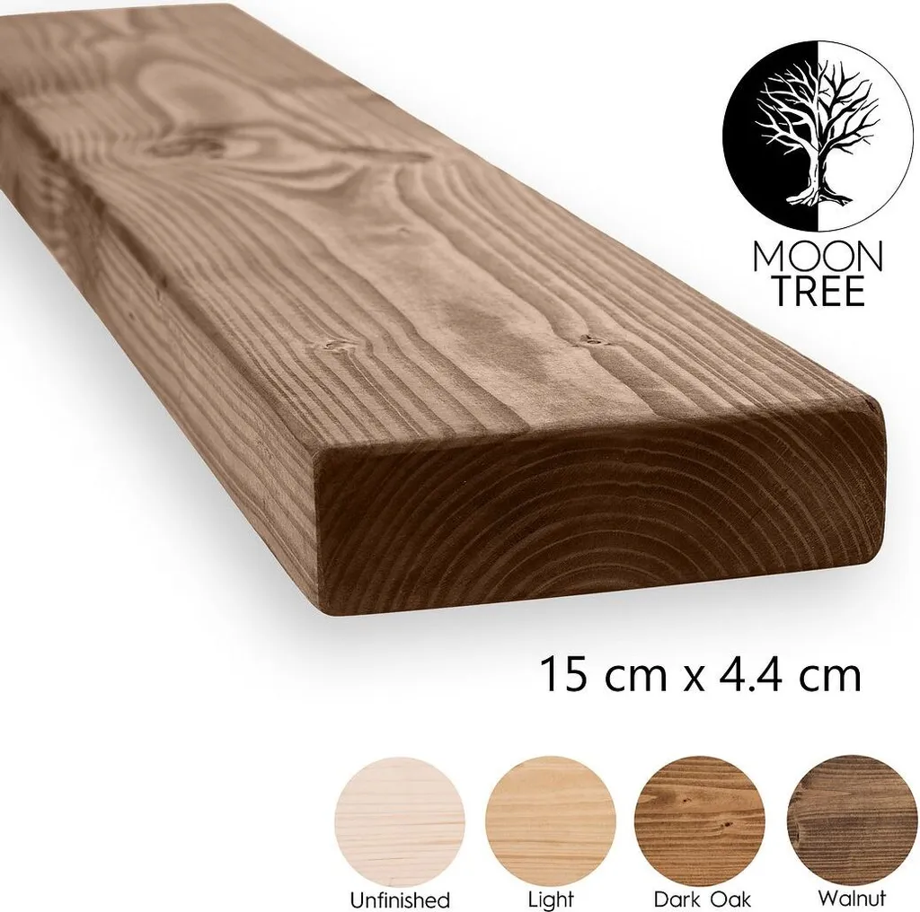 MoonTree | scaffale rustico da parete in legno Ystad, 90cmx15cmx4,4cm, noce | scaffale da appendere, scaffale da parete in legno per il soggiorno