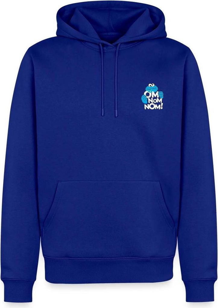 Spreadshirt Sesamstraße Krümelmonster Om Nom Nom Klein Herren Premium Hoodie, XXL, Royalblau