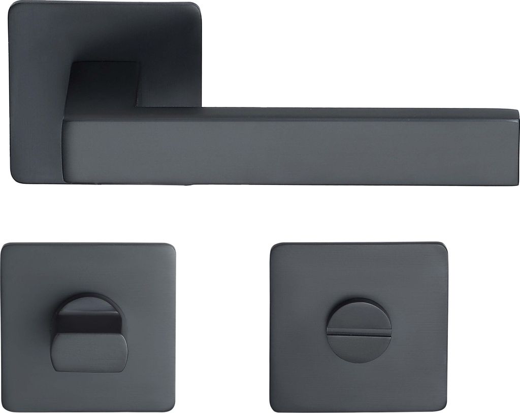 Trento Fenstergriff MeinTürgriff Flachrosette schwarz Türdrücker eckig BB PZ WC