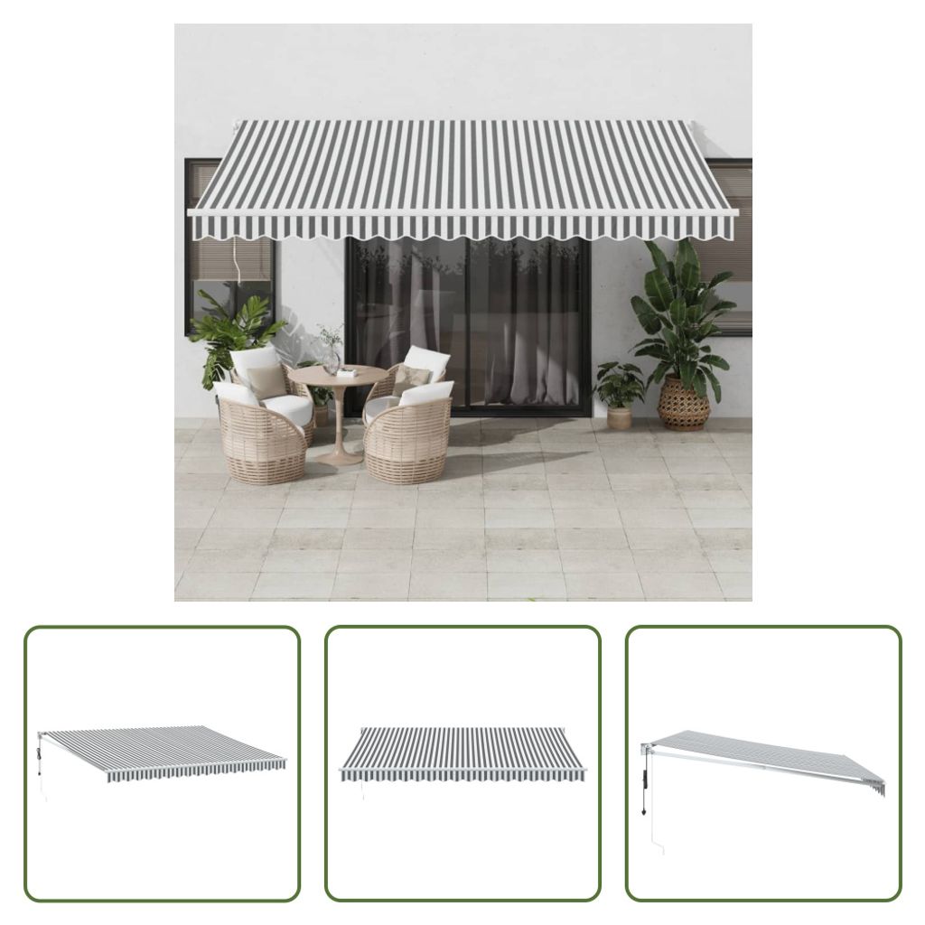 The Living Store Markise Einziehbar Anthrazit und Weiß 4,5x3 m Stoff & Aluminium