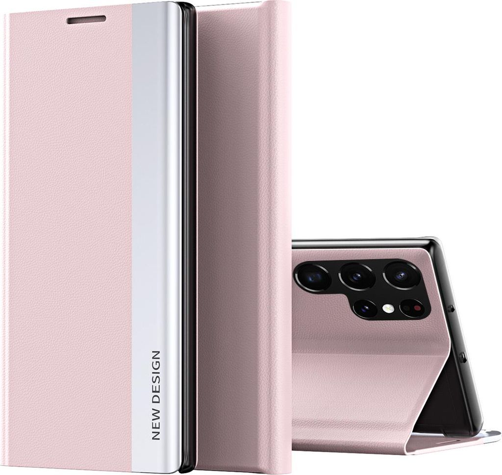 Galaxy S26 Ultra Hülle, Leder PolyurethanMagnetisch Klapp Stand Schutzhülle für Samsung Galaxy S26 Ultra Rosa