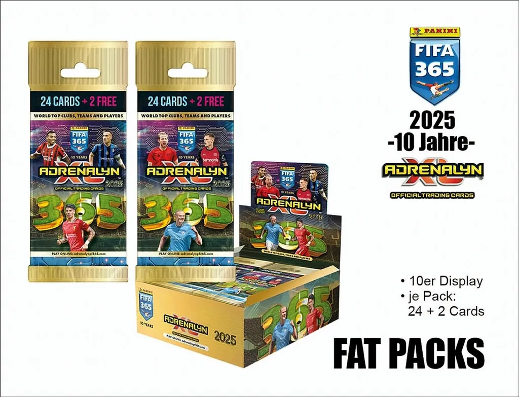 Cadeau Foot FIFA 365 Adrenalyn XL 2025 Display 10 Fatpacks pour Enfants