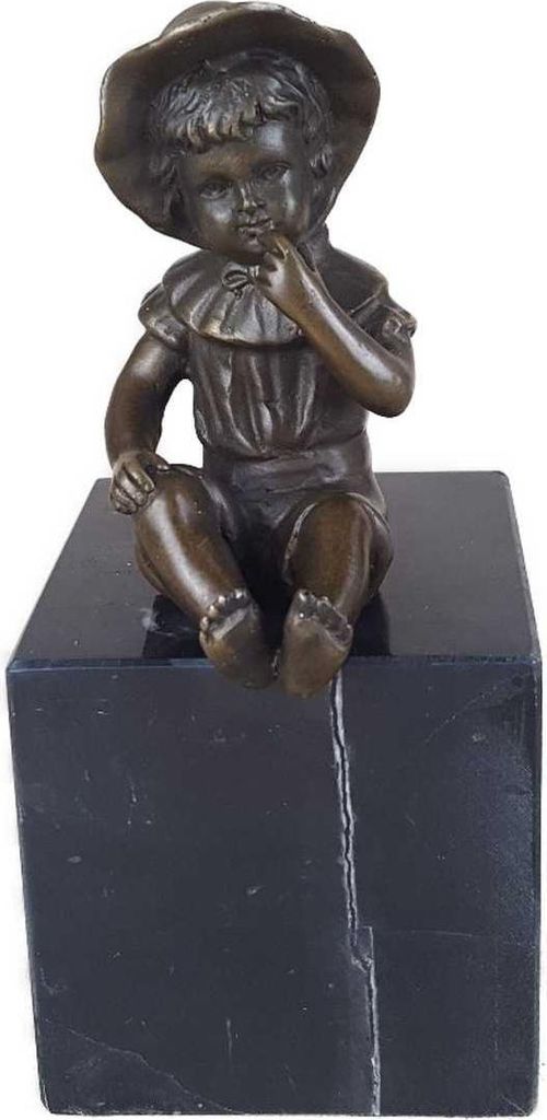 Bronzeskulptur Bronzefigur Statue Sitzendes Kleines Mädchen H 15,3 cm