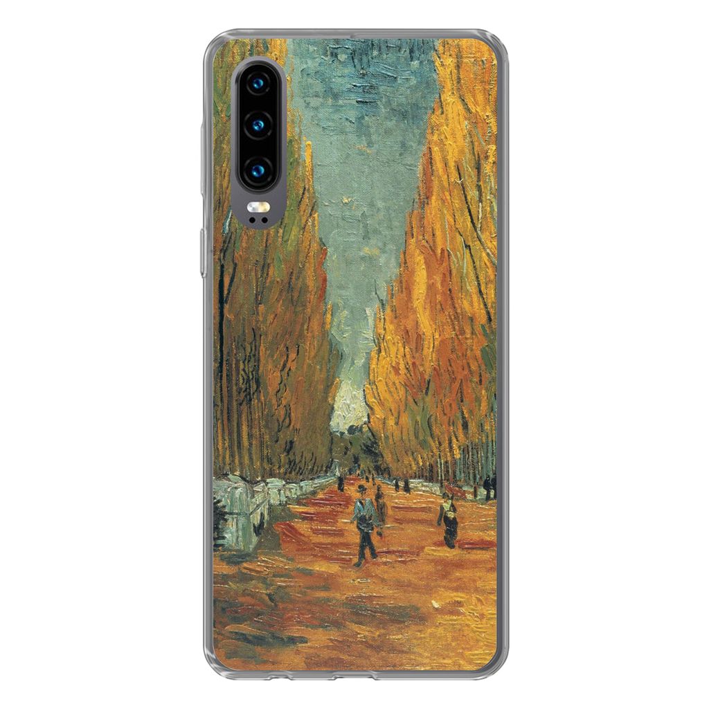MuchoWow Handyhülle Schutzhülle Hülle für Huawei P30 Elysische Felder - Vincent van Gogh Silikon Softcase Handy Hülle - Kartenbesitzer