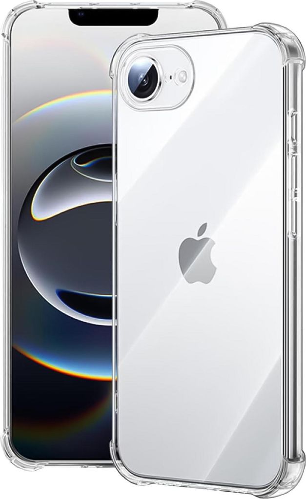 A clear phone case with an iPhone inside.