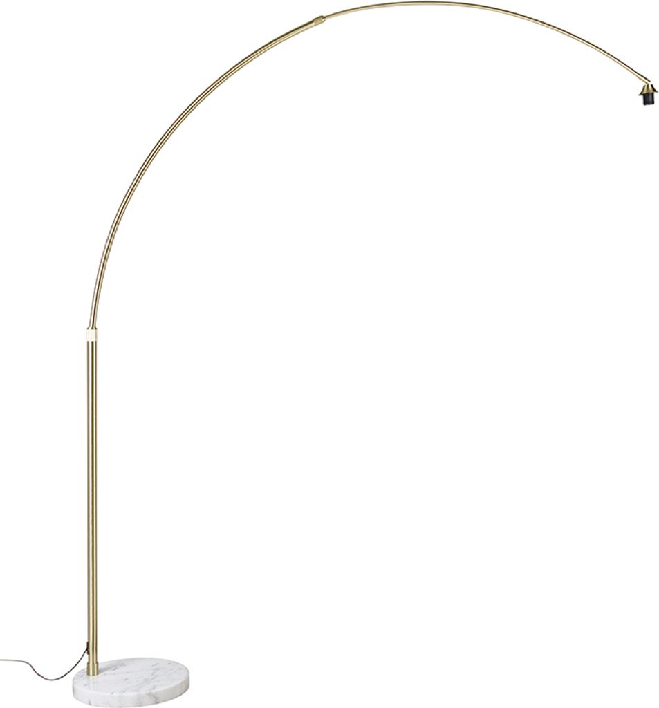 QAZQA - Modern Bogenleuchte I Bogenlampe I Lampe I Leuchte Messing mit weißem Marmorfuß verstellbar - XXL I Wohnzimmer I Schlafzimmer - Stahl Lä...