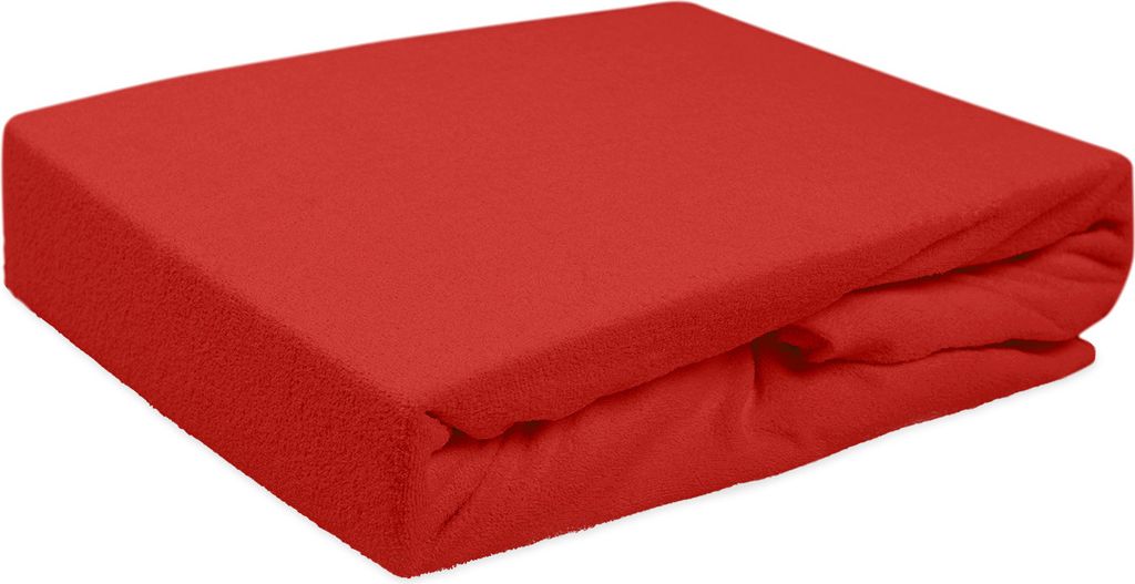 Spannbettlaken mit Gummiband, Frottee 160x200cm Rot