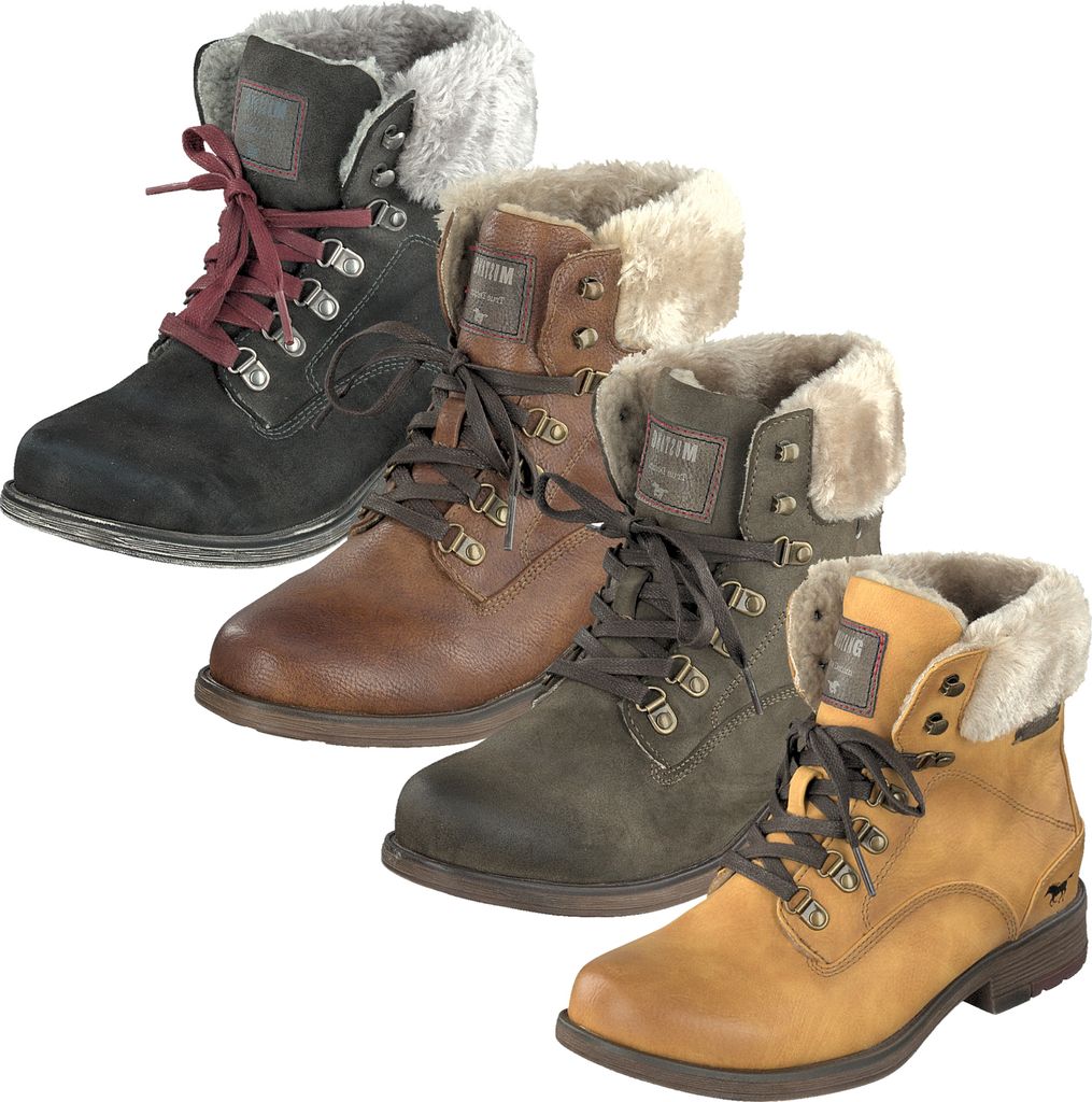 Mustang Damen Stiefeletten Warmfutter Schnürung 1295-609, Größe:41 EU, Farbe:Gelb