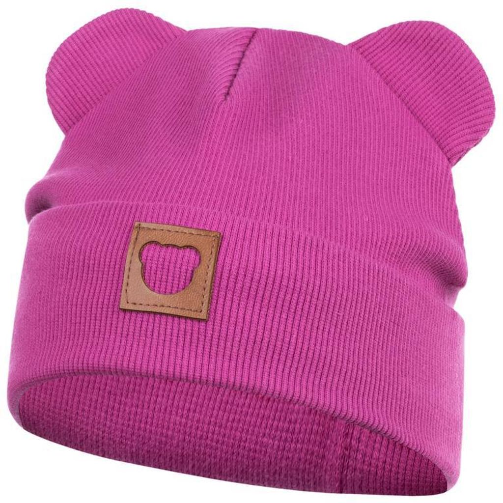 Mütze Übergangsmütze Junge Mädchen Beanie Ohren gerippt, 42-44, Fuchsia