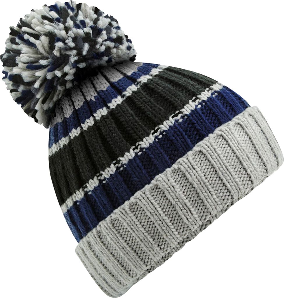 Beechfield - "Hygge" Mit Streifen Mütze für Herren/Damen Uni RW8272 (Einheitsgröße) (Blau/Stahlgrau)