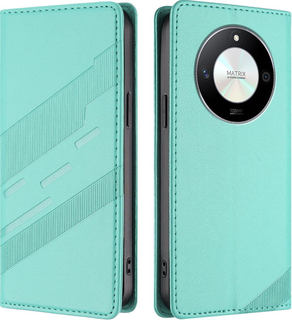 Hülle für Honor X9b / Magic 6 Lite, Kunstleder Brieftaschen Handyhülle mit Kartenfach und Standfunktion Türkis