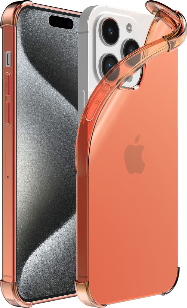 Handyhülle passend für iPhone 15 Pro - Transparente stoßfeste Silikonhülle mit Bumper - Rot