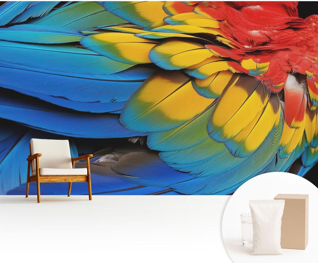 Fototapete - 416x254 cm - Tapete - Wandtapete - Wandbilder - Dekofolie - Tapete Folie - Wand - Dekoration - Wohnzimmer - Regenbogenfedern