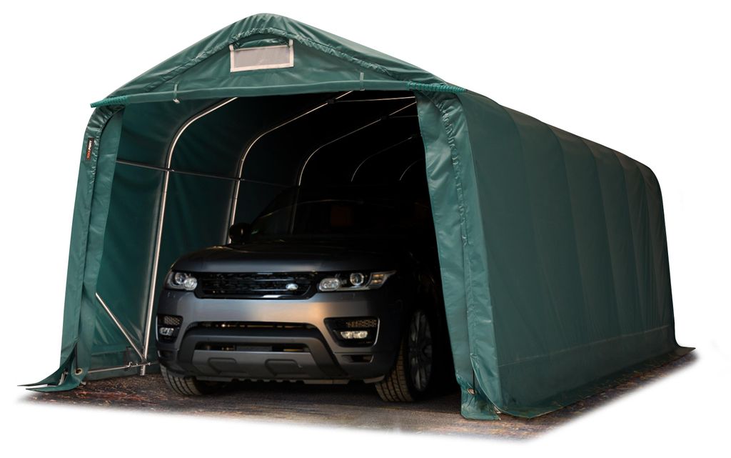 Garagenzelt Carport 3,3 x 7,2 m in grün Unterstand Lagerzelt PVC 800 N Plane, für Betonuntergrund