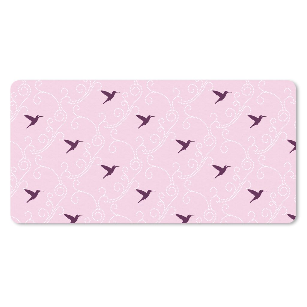 MuchoWow Schreibtischunterlage Vogel - Muster - Rosa 80x40 cm - XXL Mauspad - Gaming Mauspad