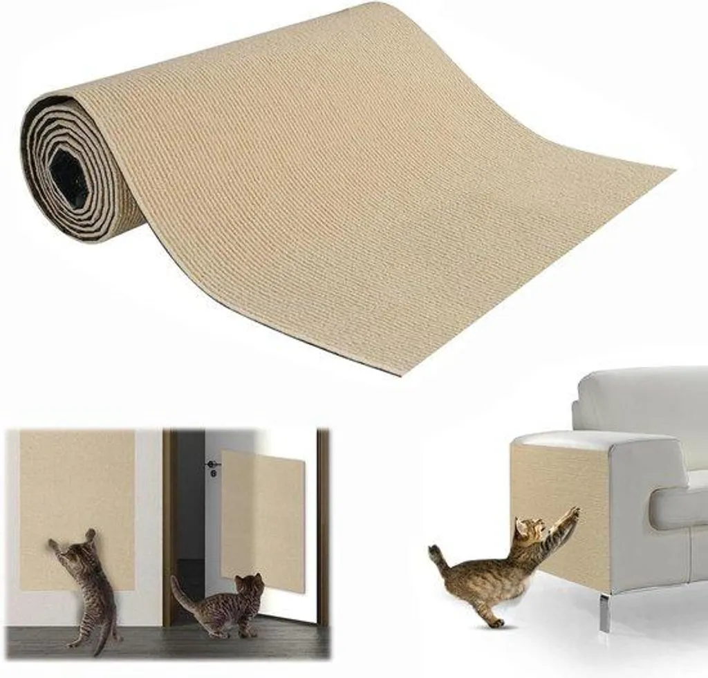 Anti-griffures chat : Tapis autocollant kaki 200x40 cm pour mobilier