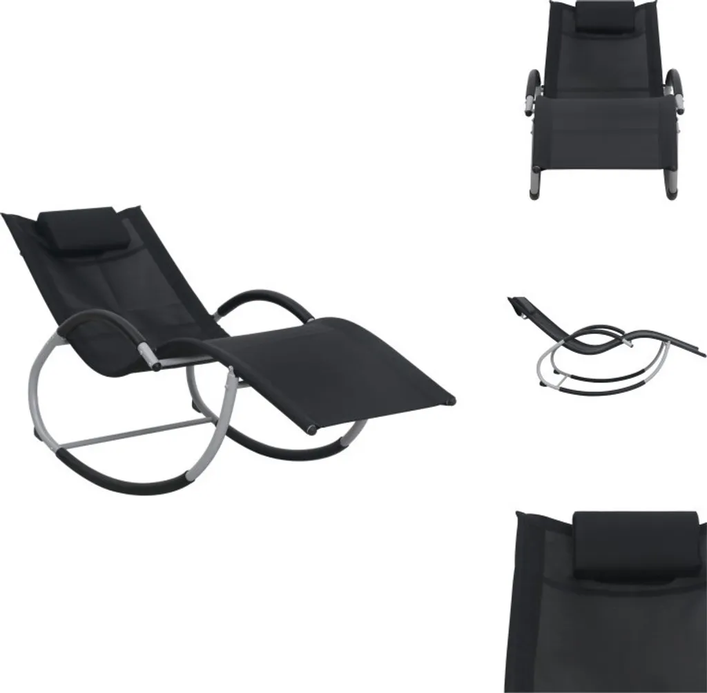 Lettino prendisole vidaXL Textilene Nero Design Moderno | Offerta
