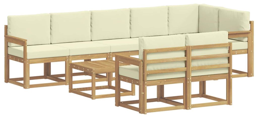 “2026 Modern“ Braun Outdoor-Sofagarnitur mit Kissen 9 pcs Weiß und Creme Polyester - Designermöbel 76465 - Gartensofas