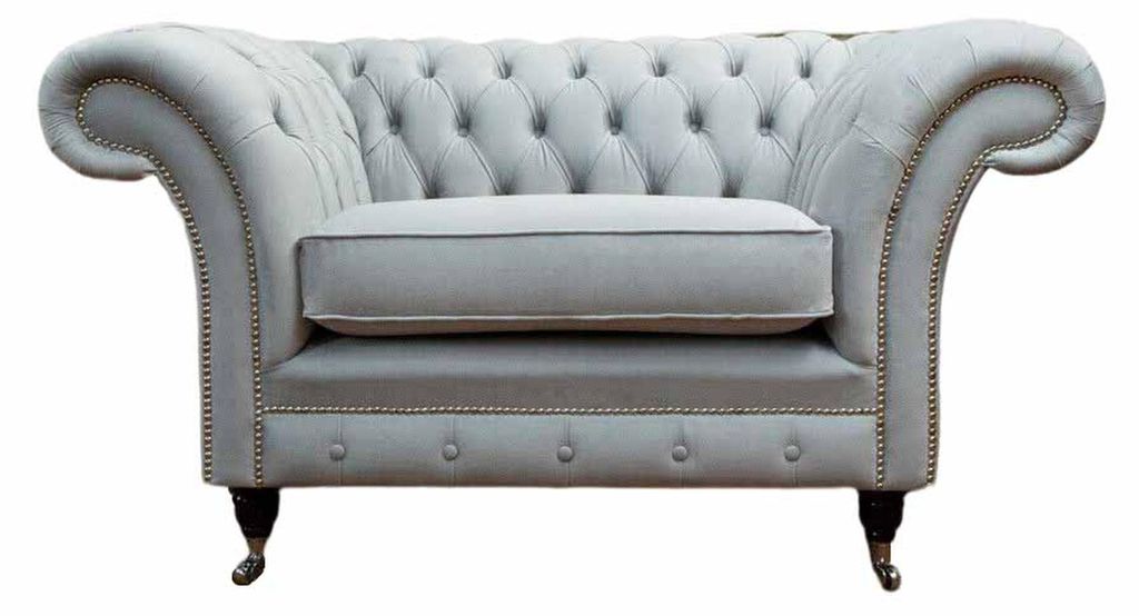 Sessel Polster Sofa Textil Chesterfield Couchen 1 Sitzer Einsitzer Grau