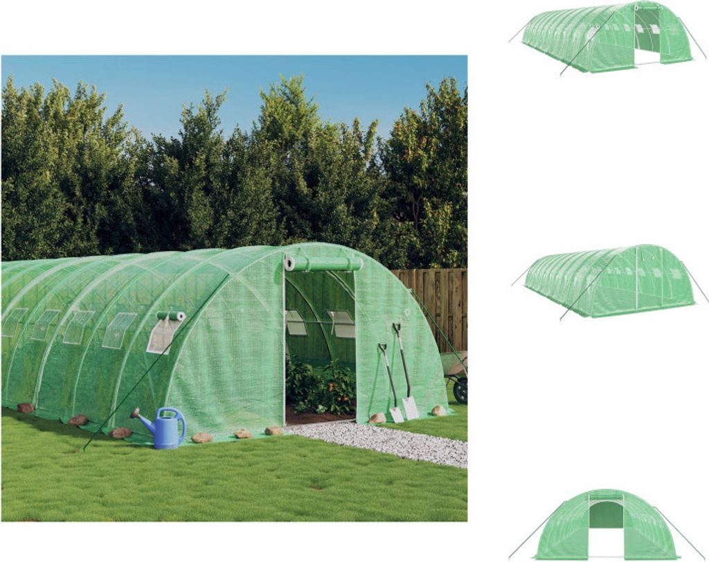 vidaXL Gewächshaus mit Stahlrahmen Grün 40 m² 10x4x2 m - Gewächshäuser