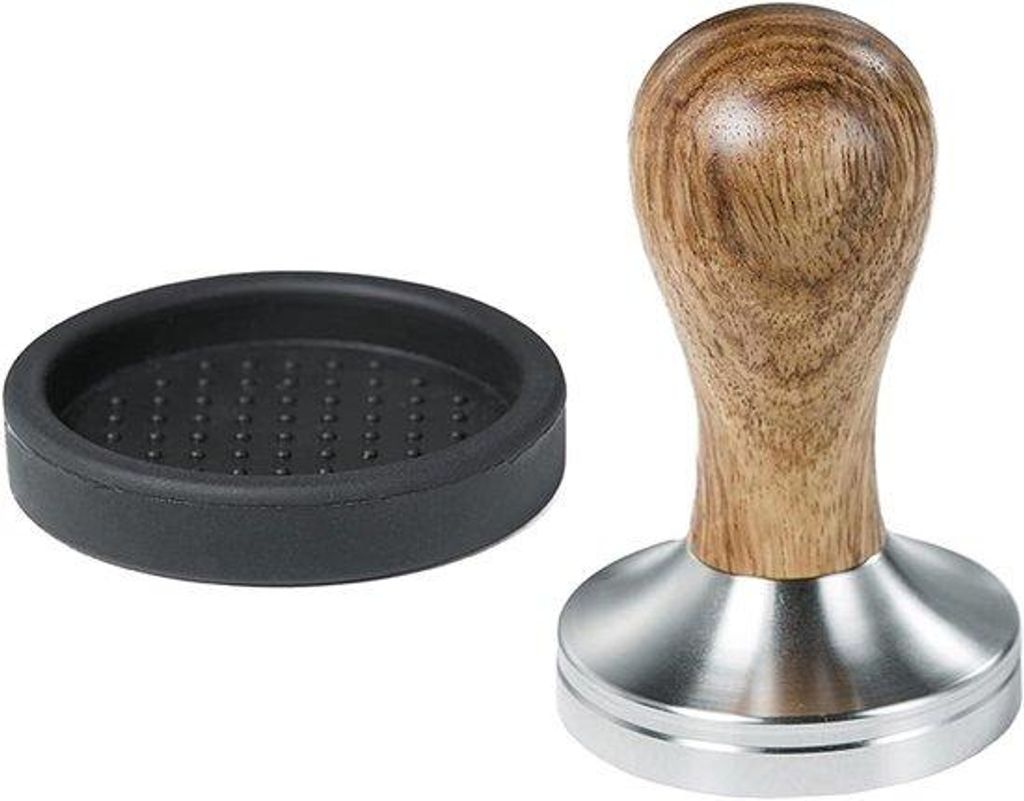Edelstahl-Tamper 58mm mit Holzgriff für Espresso