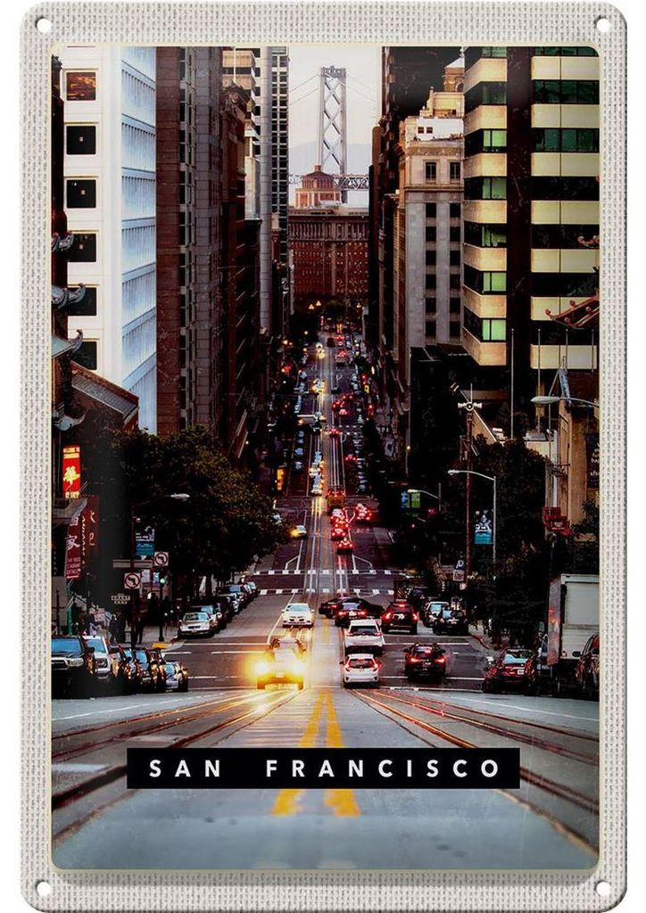 Blechschild Reise 20x30cm San Francisco Straße Autos Stadt