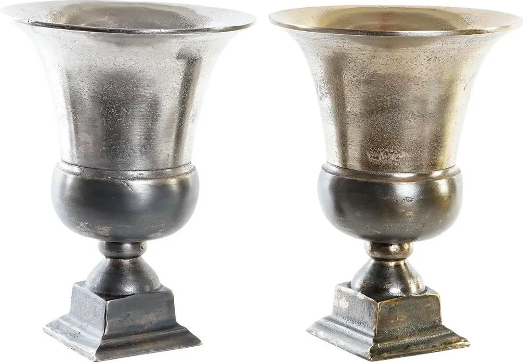 Grand Vase Design 31,5 cm en Aluminium Argenté et Or Bicolore Moderne