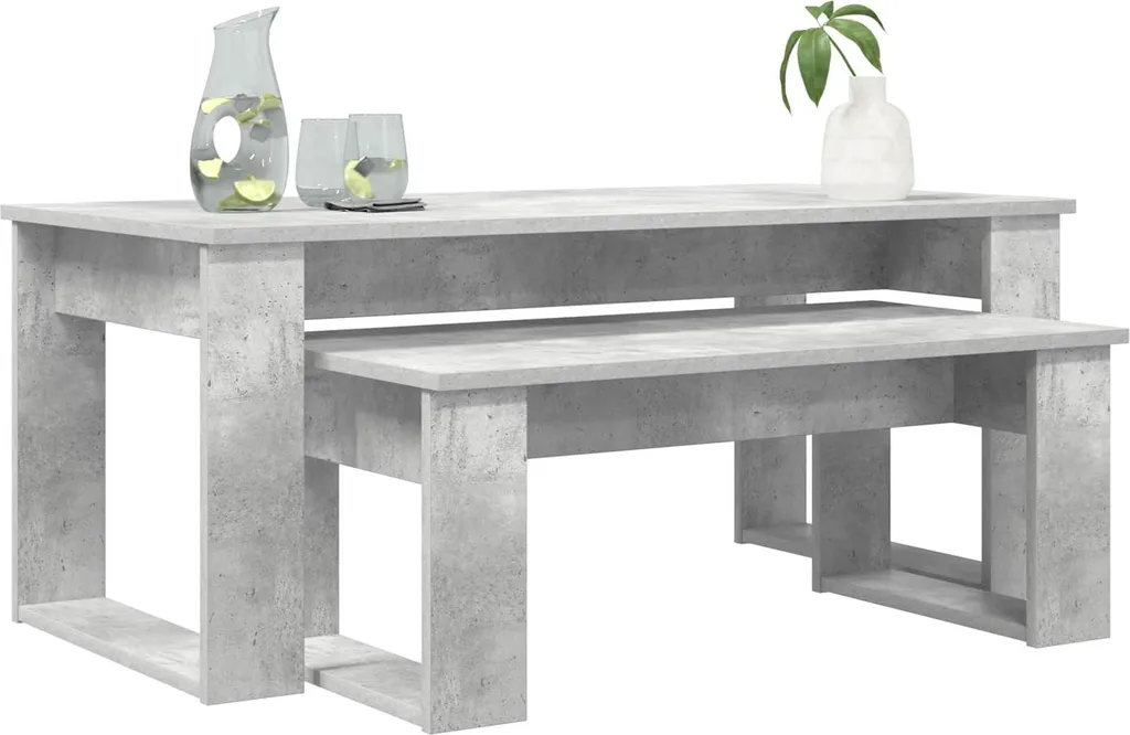 Table Basse en Bois Composite Gris Béton Durable - Lot de 2 Modules
