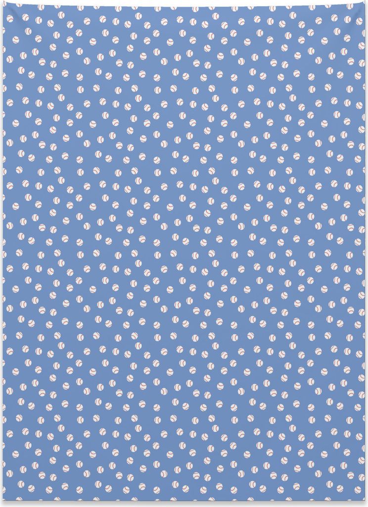 Abakuhaus Baseball Wandteppich, Softball-Themen-Muster aus Weiches Mikrofaser Stoff Kein Verblassen Klare Farben Waschbar, 110 x 150 cm, Zinnoberro...