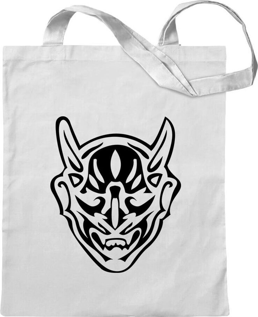 Kiwistar - Baumwolltasche - weiss - Teufel - Tragetasche Stoffbeutel Umhängetasche langer Henkel
