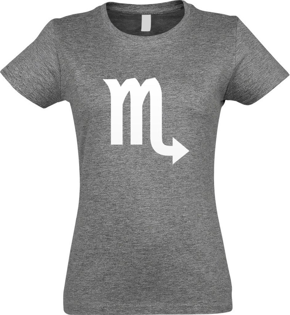 Kiwistar - T-Shirt tailliert - Damen - Graumeliert - Skorpion Sternzeichen - mit Motiv Bedruckt - Funshirt Design - Sport - Freizeit - Damen - L