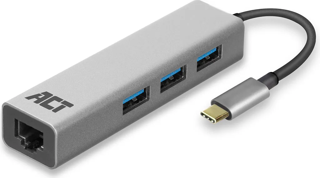 Hub USB-C pour MacBook et PC ACT AC7055 Ethernet Gigabit et 3 Ports USB