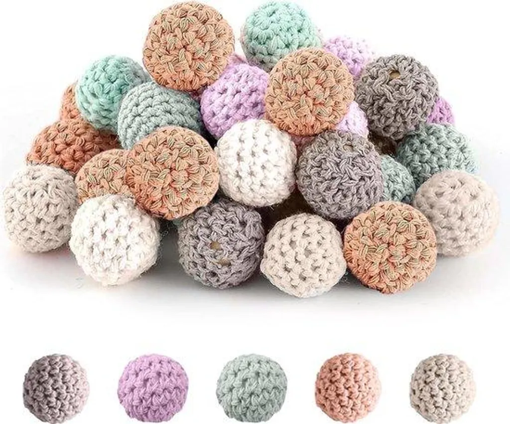 Perles en bois faites main 16 mm, 30 unités multicolores pour bijoux
