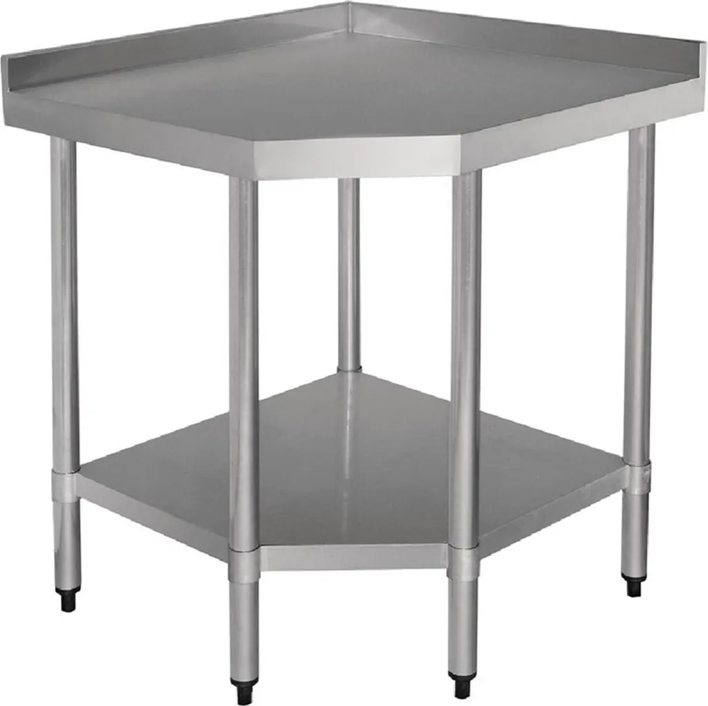Plan de préparation d'angle inox Vogue avec étagère basse 900mm