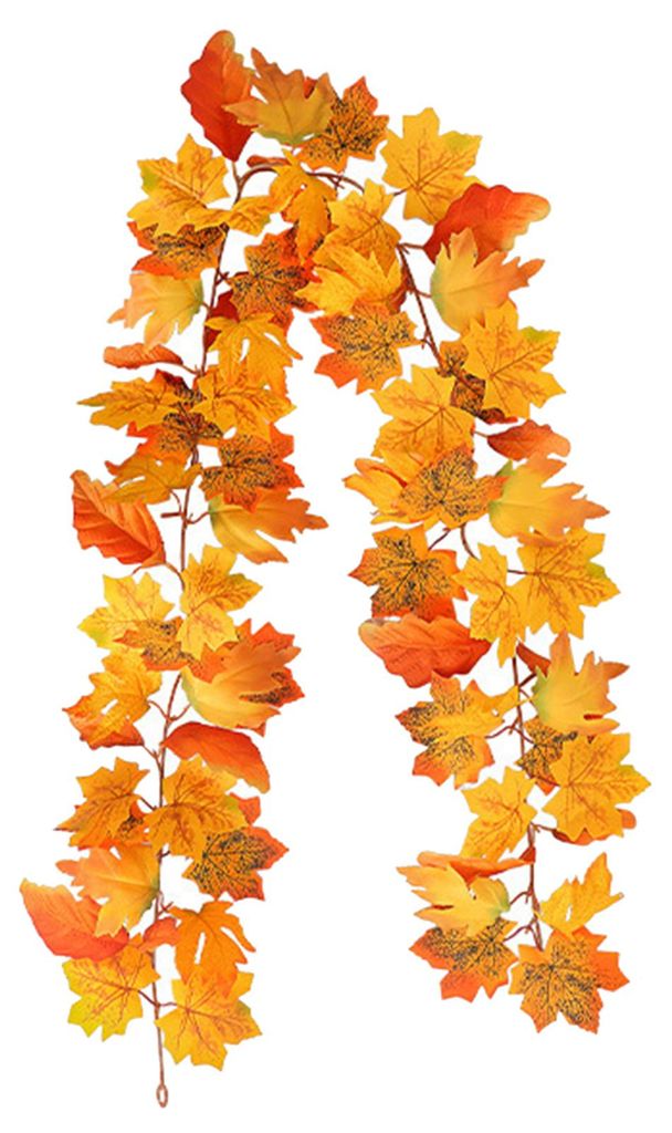 1,74 m lange künstliche Herbstgirlande aus Ahornblättern mit Sonnenblumen, ideal als Dekoration für Kaminsims und Tisch zu Thanksgiving.