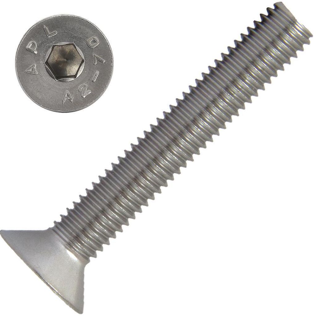 AG-BOX Senkkopfschrauben M10x190 mit Innensechskant DIN 7991 Edelstahl A2, 250 Stück